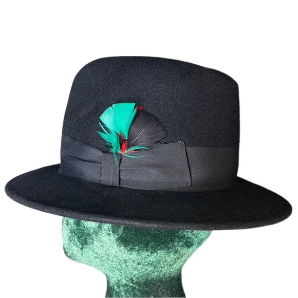 Vintage Black Beaver Hats Fedora Feather Hat - Picture 9 of 15